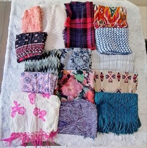 Set of 19 scarves.  multi color.